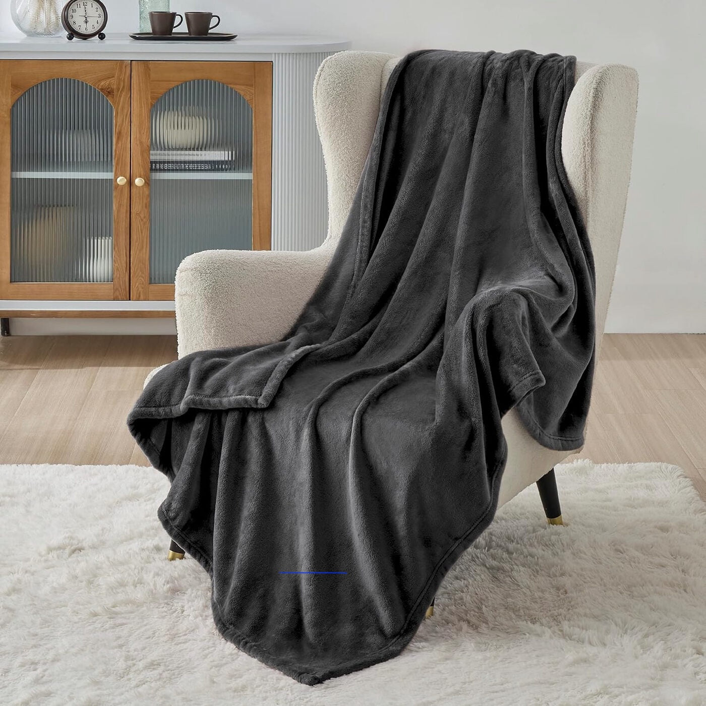 Couverture plaid Gris personnalisée doux pilou pilou 75x100 cm