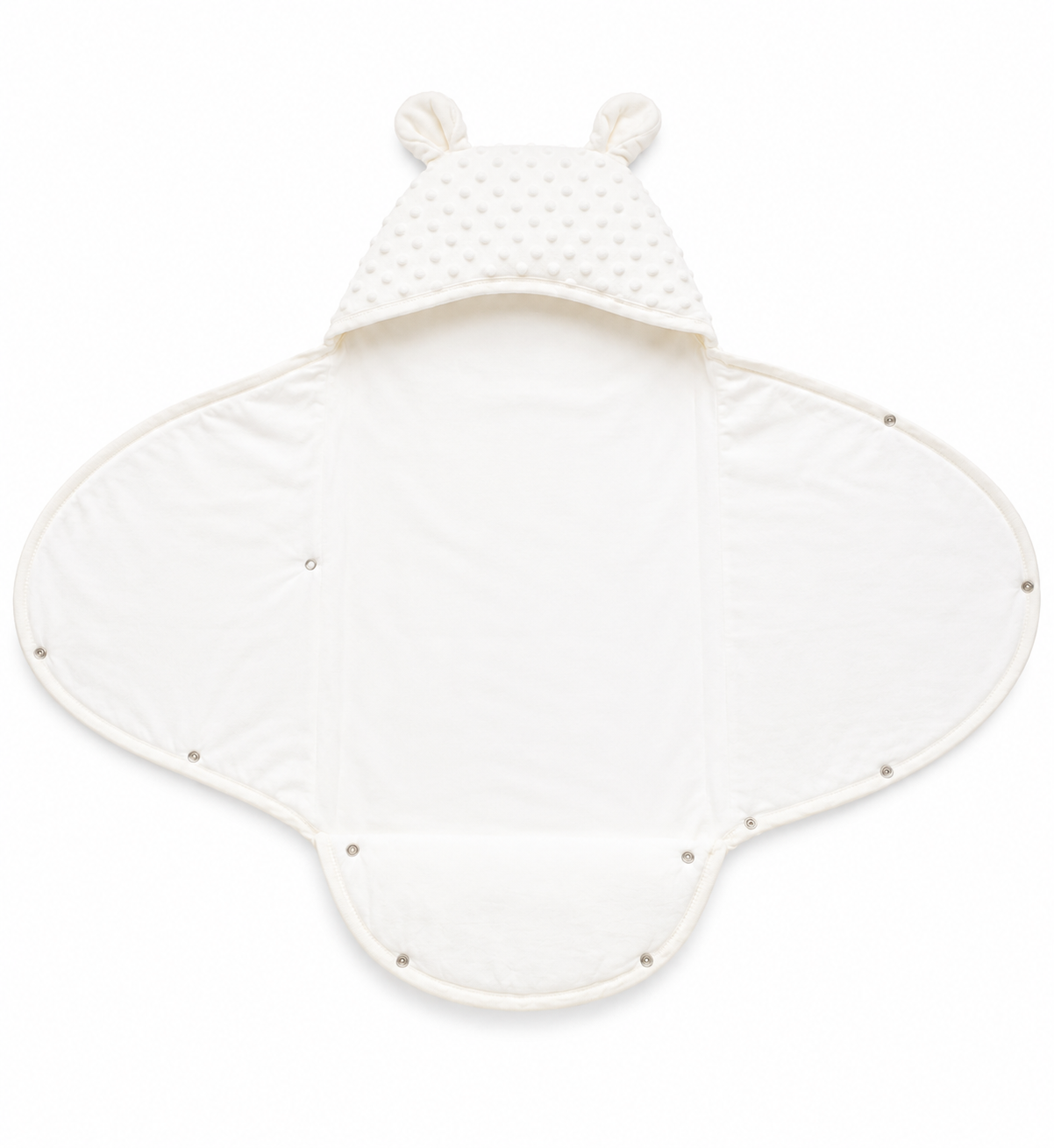 Nid d’ange bébé enveloppant à capuche avec oreilles – Douceur et confort dès la naissance blanc