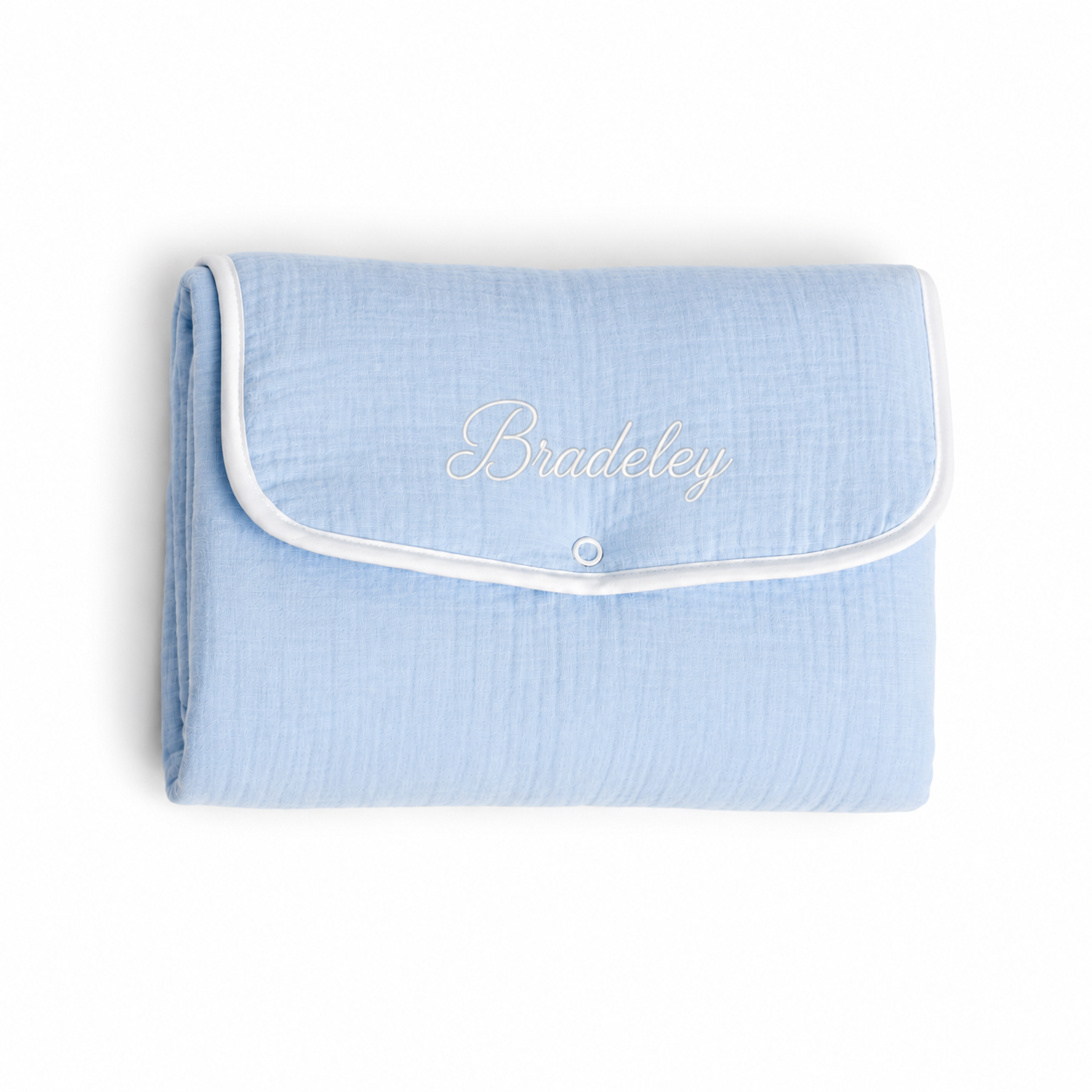 Tapis à Langer Pliable Personnalisable Imperméable avec Broderie Prénom Bleu
