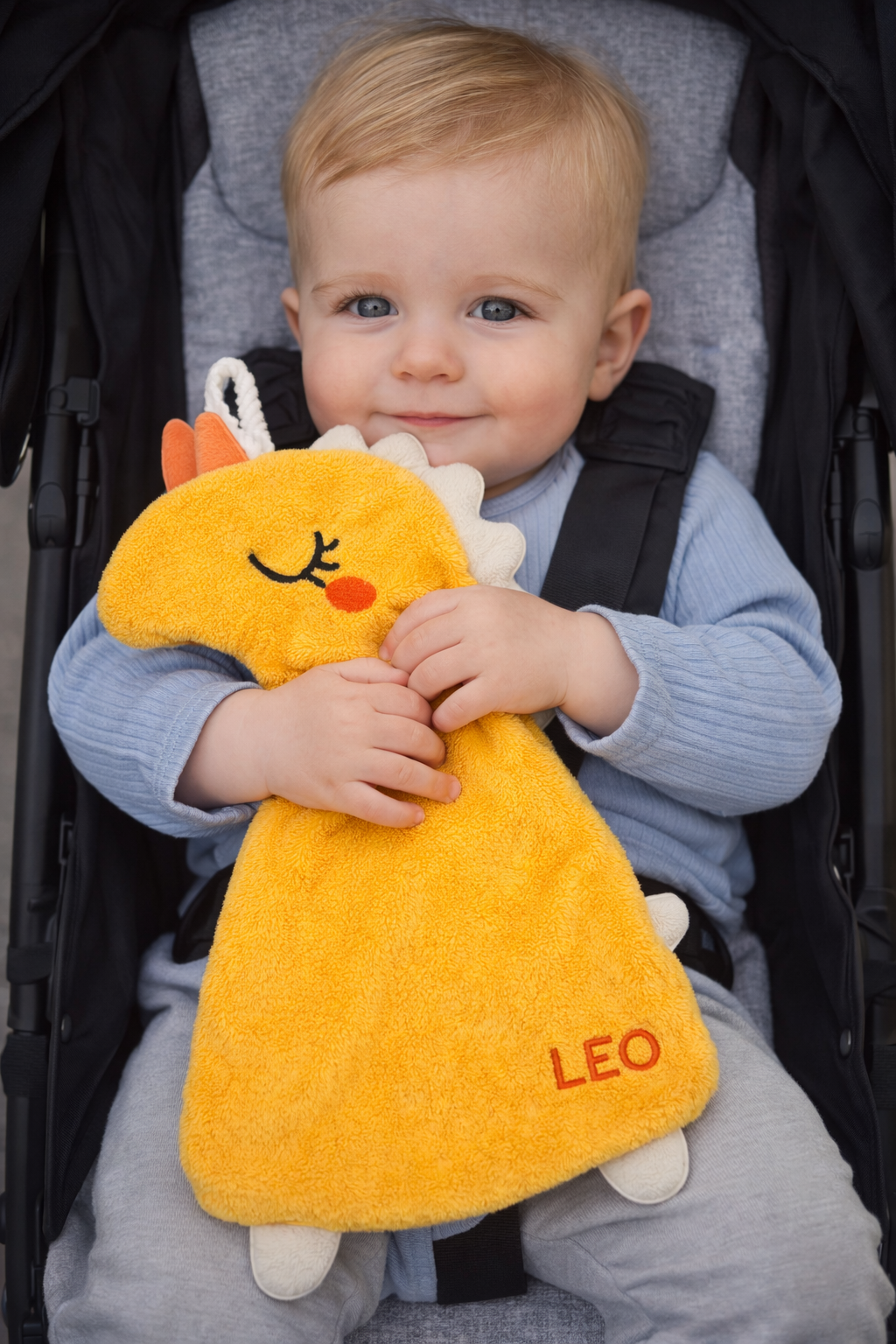 bébé garçon poussette doudou licorne personnalisé leo cadeau naissance confort enfant