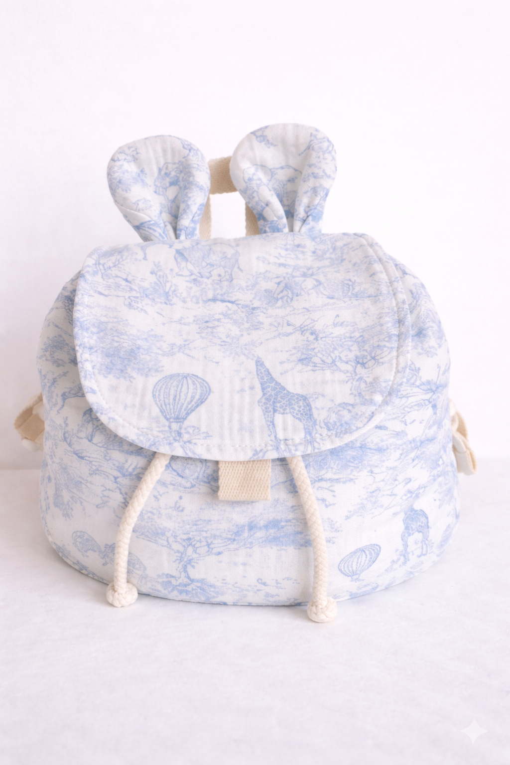 Sac à dos bébé motif savane avec oreilles, personnalisable avec prénom enfant