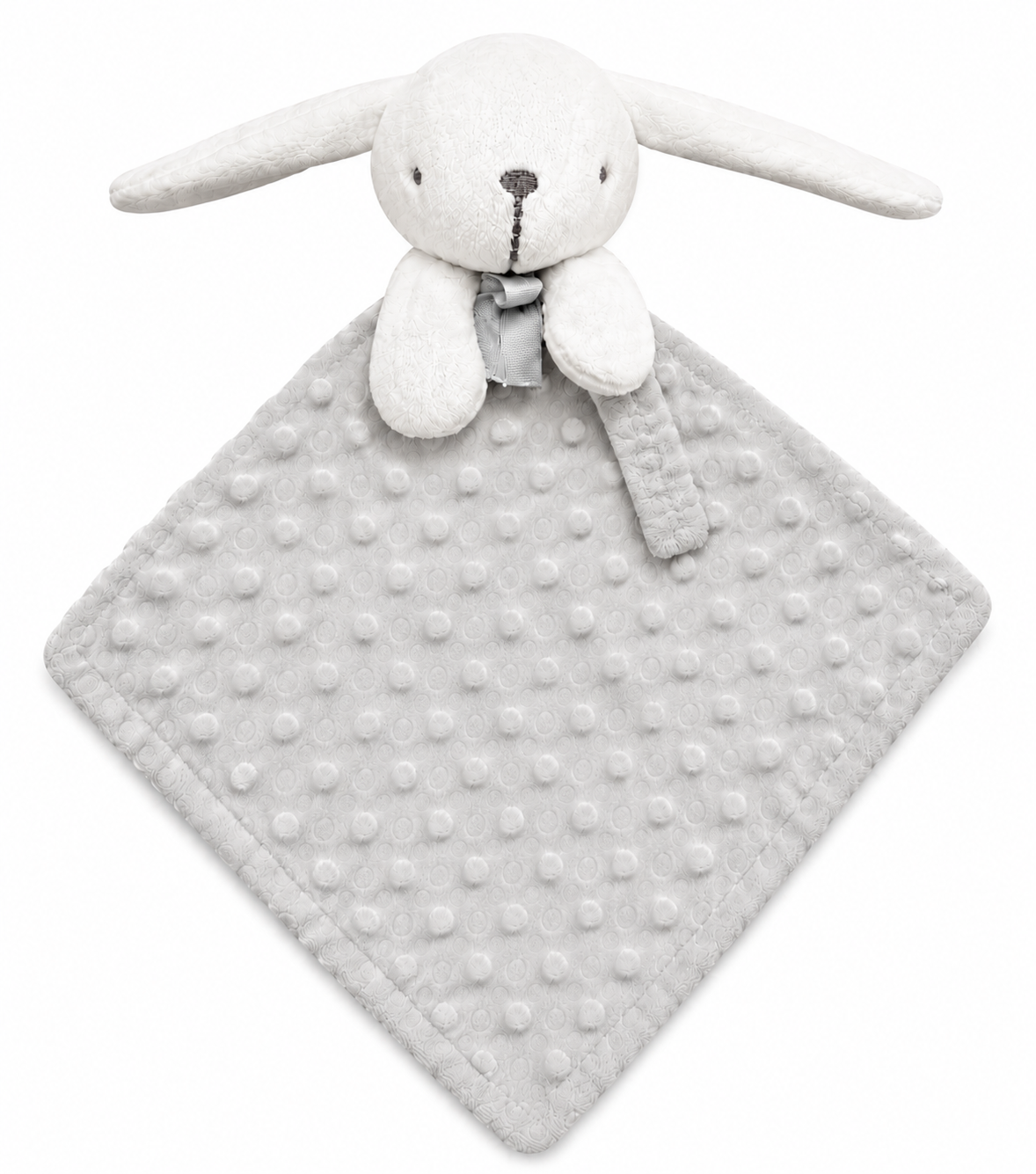 Plaid Bébé a pois avec Doudou Lapin Assorti – Ultra Doux et Personnalisable Gris