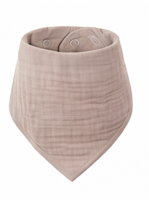 Bandana bébé en gaze de coton beige, forme triangle, bavoir absorbant avec bouton pression réglable pour bébé