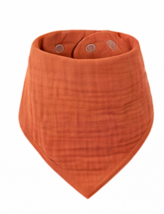 Bandana bébé en gaze de coton Orange , forme triangle, bavoir absorbant avec bouton pression réglable pour bébé