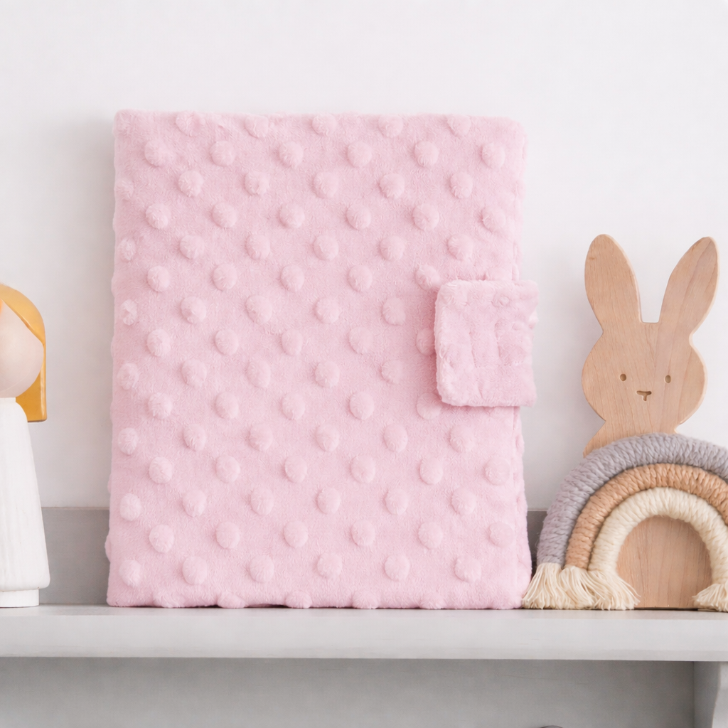 Carnet de santé bébé en tissu rose  à pois en relief