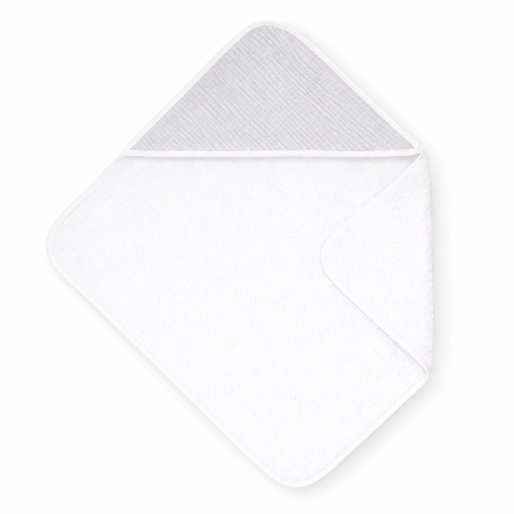 Cape de bain bébé personnalisée + gant de toilette  Gris