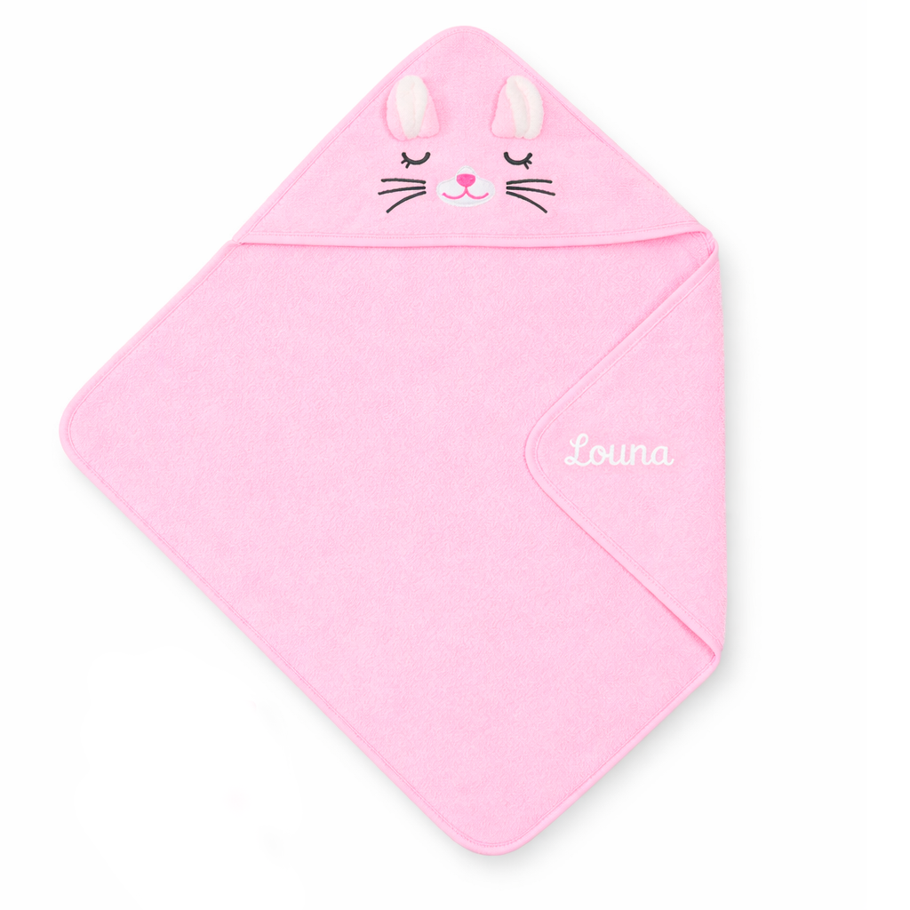 Cape de bain bébé Polaire Rose lapin personnalisée