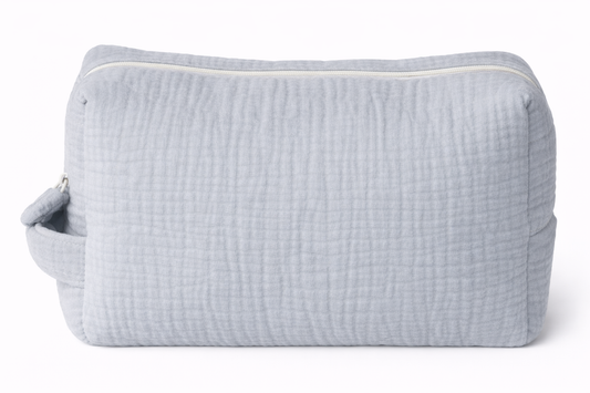 Trousse toilette en  gaze coton Gris