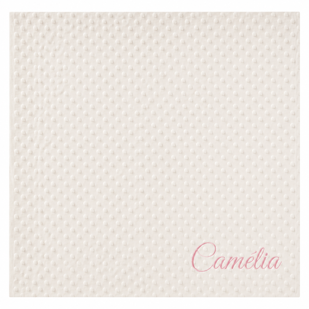 Plaid Bébé Ultra Doux – Couleur Unie à pois et Personnalisable Blanc