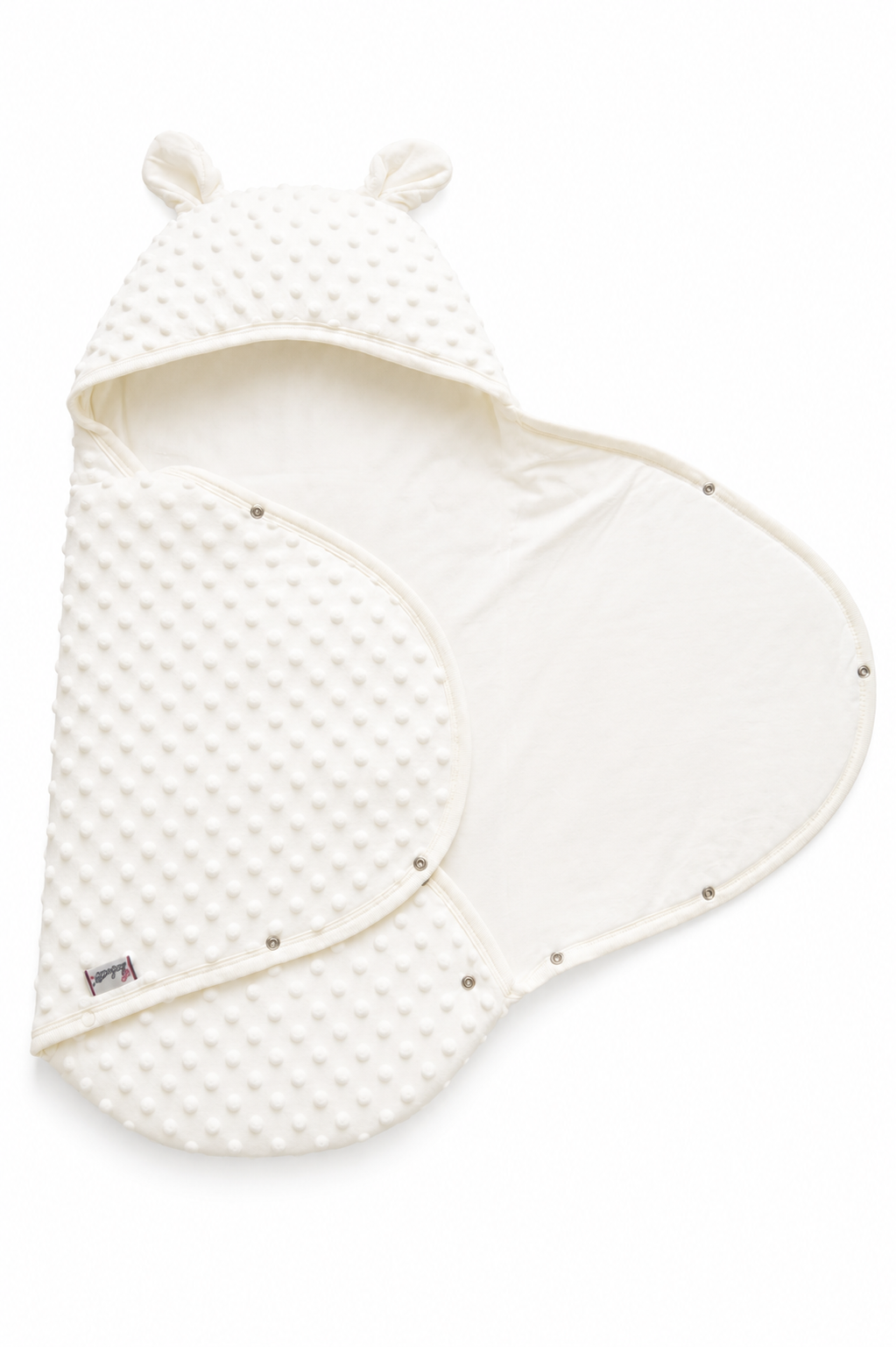 Nid d’ange bébé enveloppant à capuche avec oreilles  – Douceur et confort dès la naissance blanc