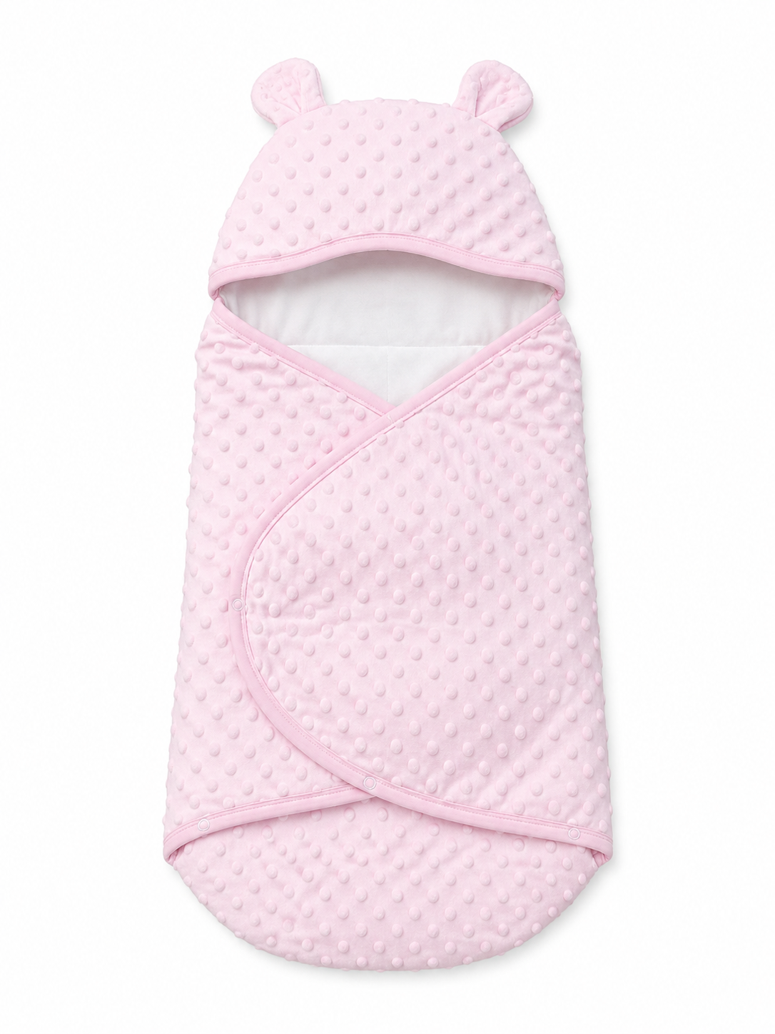 Nid d’ange bébé enveloppant à capuche avec oreilles  – Douceur et confort dès la naissance Rose