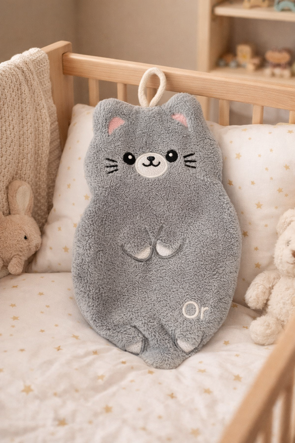 Doudou bébé doux et moelleux – dès la naissance en forme de chat gris