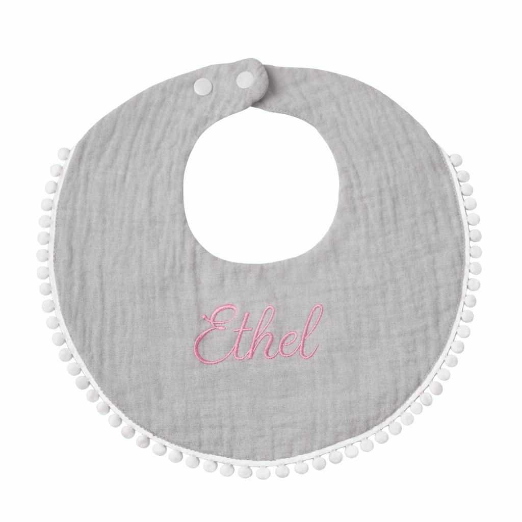 Bandana pour salive en gaz de coton à bouton réglable Gris