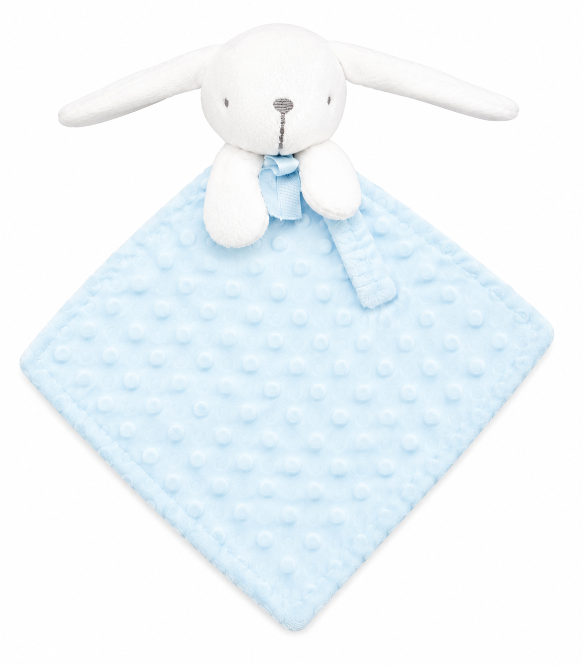 Plaid Bébé a pois  avec Doudou Lapin Assorti – Ultra Doux et Personnalisable Bleu ciel