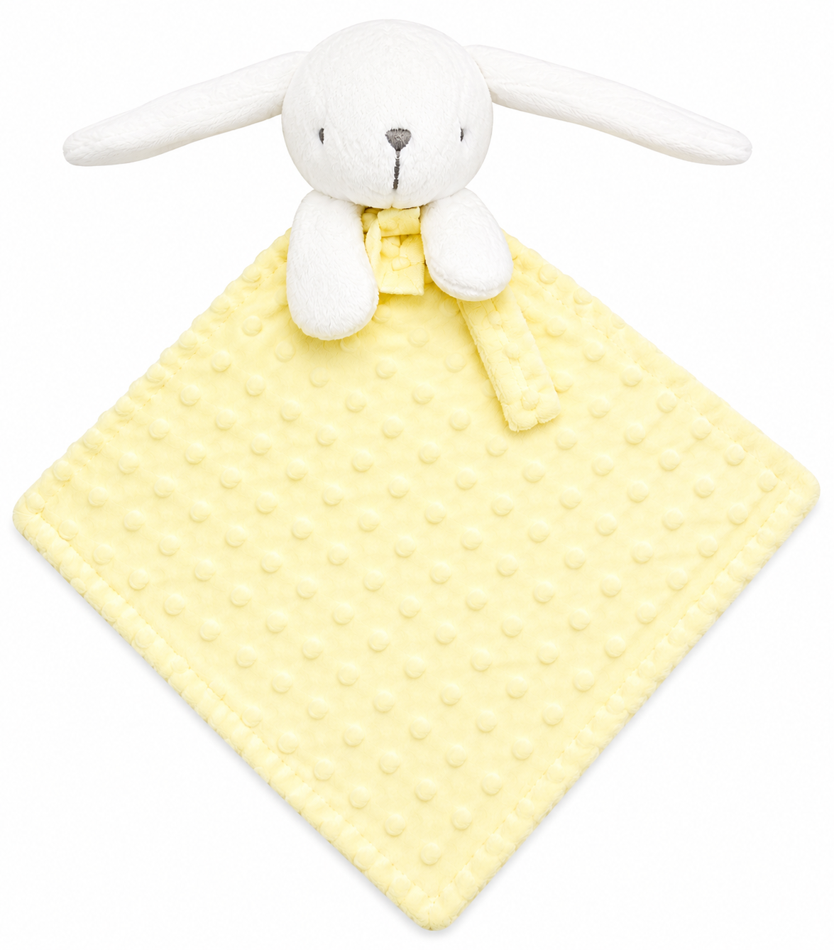Plaid Bébé a pois  avec Doudou Lapin Assorti – Ultra Doux et Personnalisable jaune