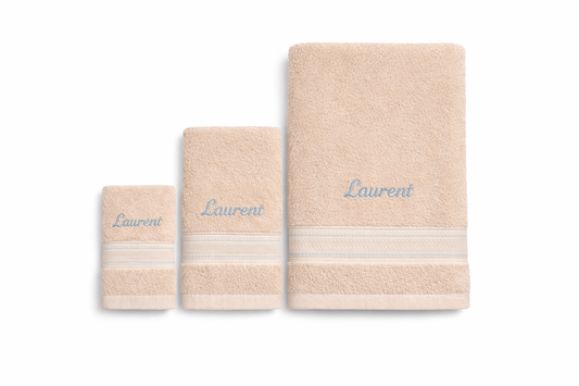 Lot de 3 serviettes de bain personnalisées avec broderie prénom en coton 500 g/m²
