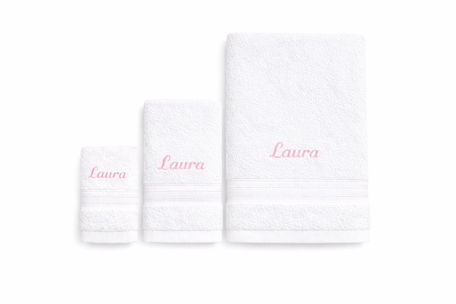 Lot de 3 serviettes de bain personnalisées avec broderie prénom en coton 500 g/m²
