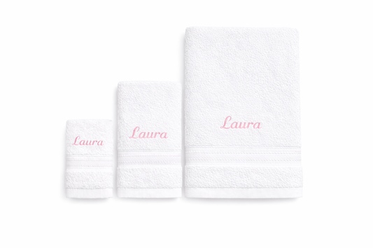 Lot de 3 serviettes de bain personnalisées avec broderie prénom en coton 500 g/m²

