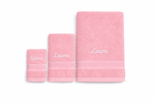 Lot de 3 serviettes de bain personnalisées avec broderie prénom en coton 500 g/m²
