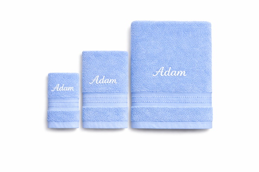 Lot de 3 serviettes de bain personnalisées avec broderie prénom en coton 500 g/m²
