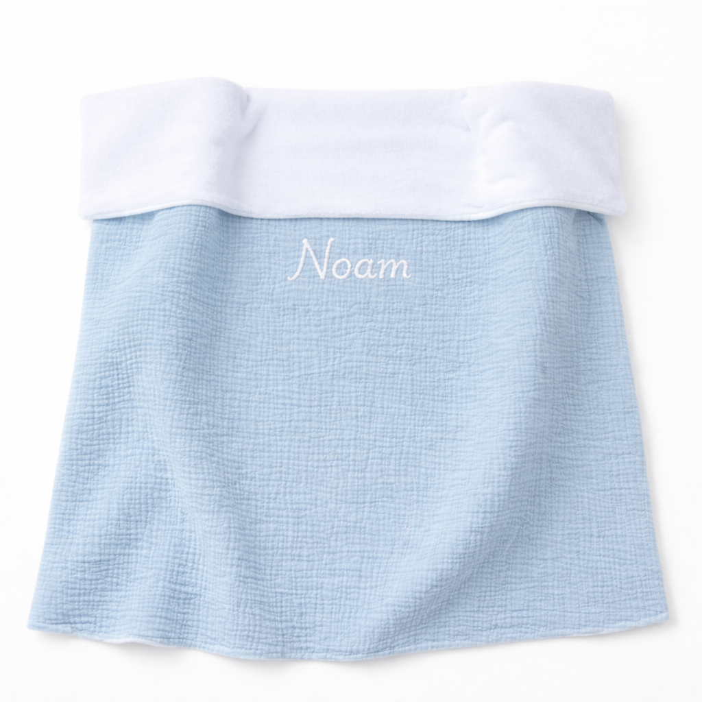 couverture bébé brodée prénom en gaze de coton douce et légère