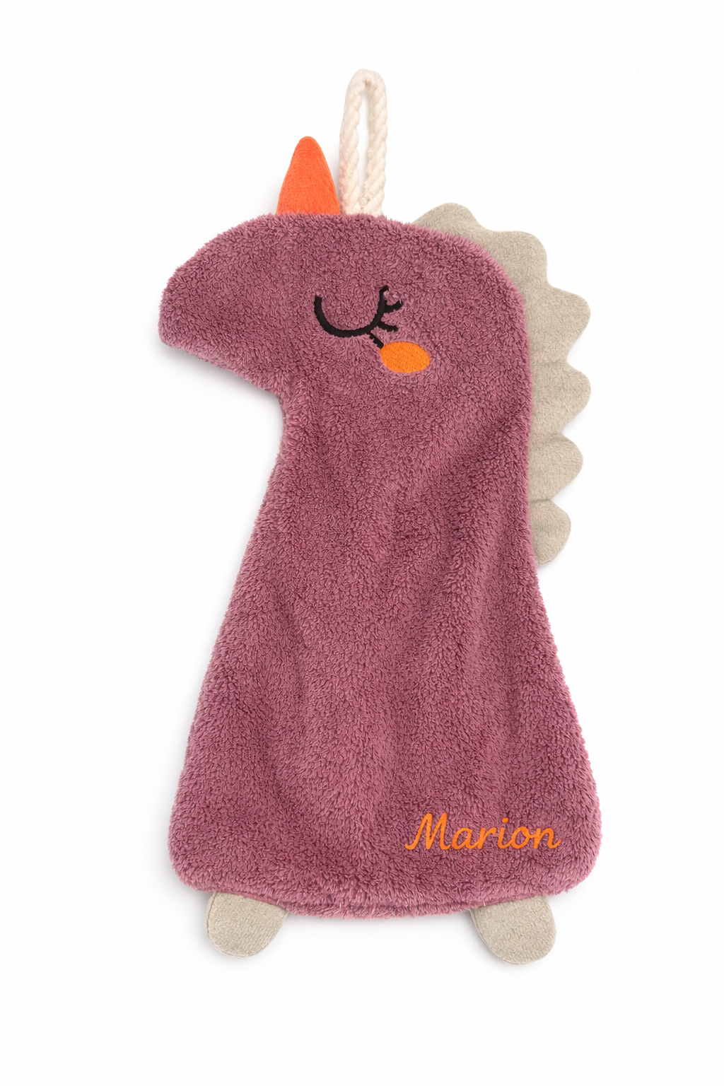 doudou dinosaure personnalisé marion broderie orange cadeau bébé fille