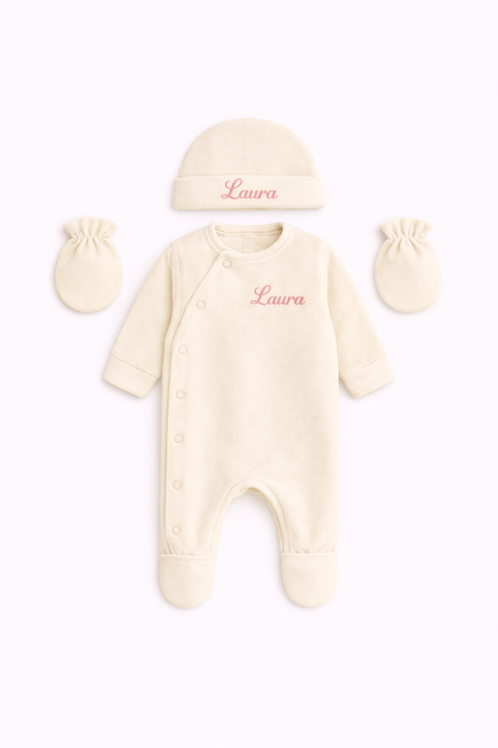 Ensemble bébé avec combinaison et bonnet broderie 