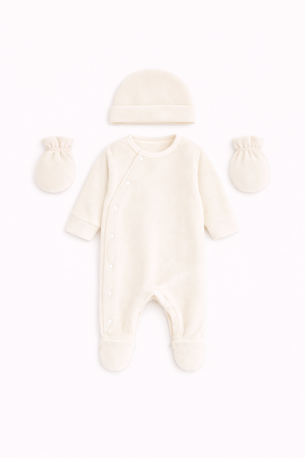 Ensemble bébé avec combinaison et bonnet beige 