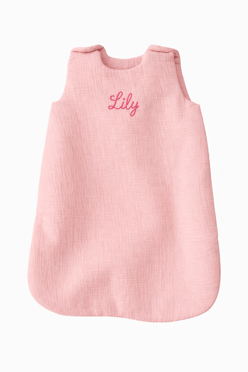  Gigoteuse bébé en gaze de coton avec prénom brodé, turbulette personnalisée douce et respirante avec accessoires assortis rose 