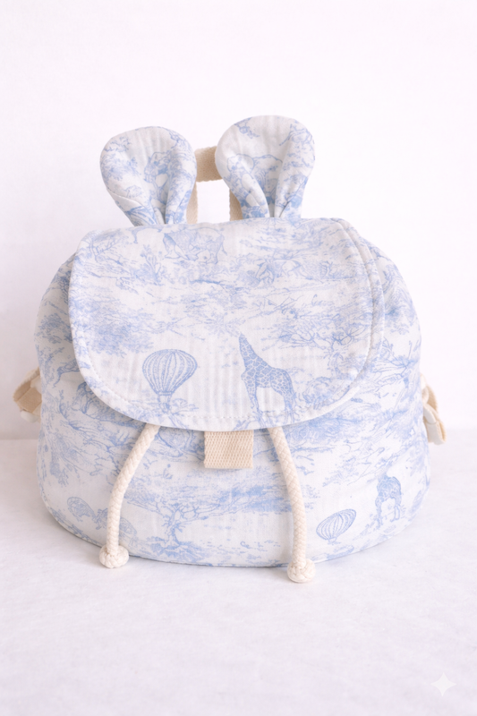 Sac à dos bébé motif savane avec oreilles, personnalisable avec prénom enfant