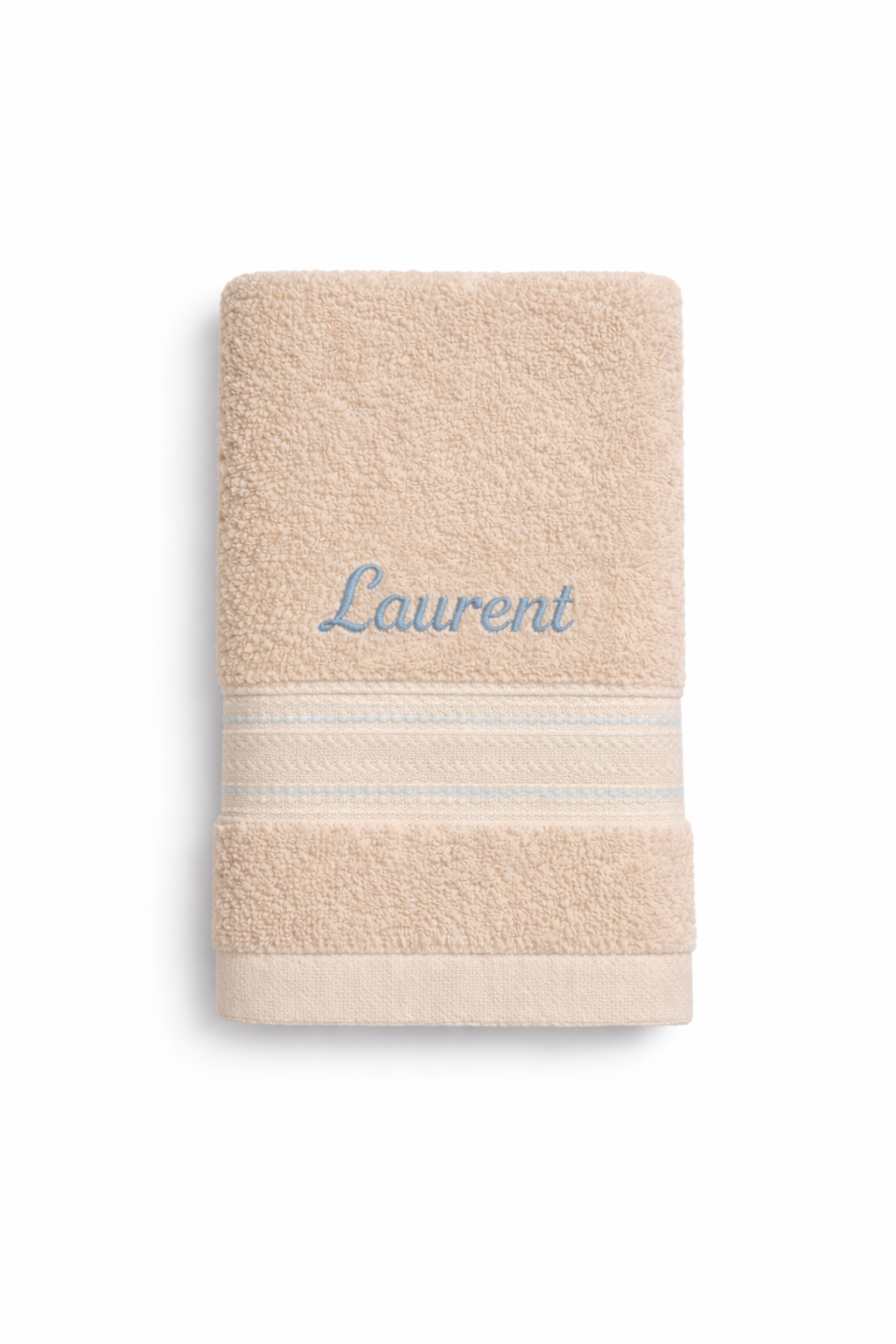 Serviette de bain personnalisée – Élégance et confort beige broderie 