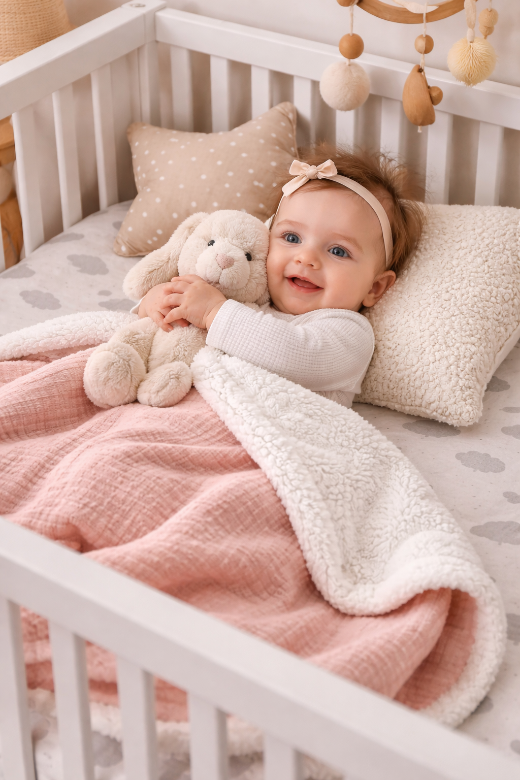 bebe avec lapin et Plaid bébé tout doux – Idéal pour les premiers mois