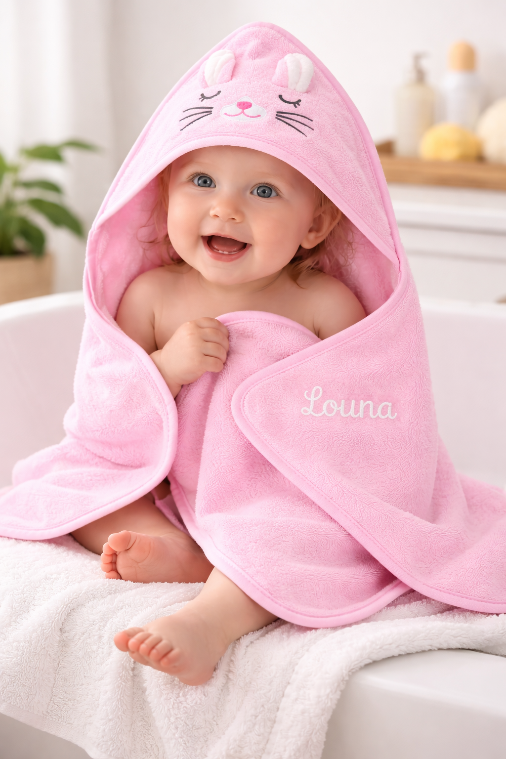 enfant Serviettes de bain pour bébé à motif animalier rose 