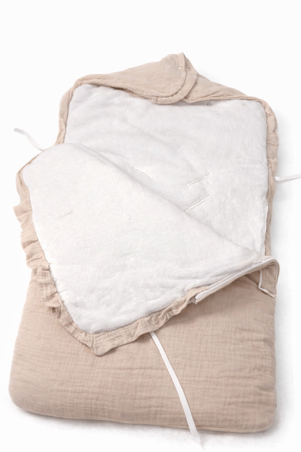 nid d’ange bébé Beige en tissu doux avec intérieur chaud pour poussette