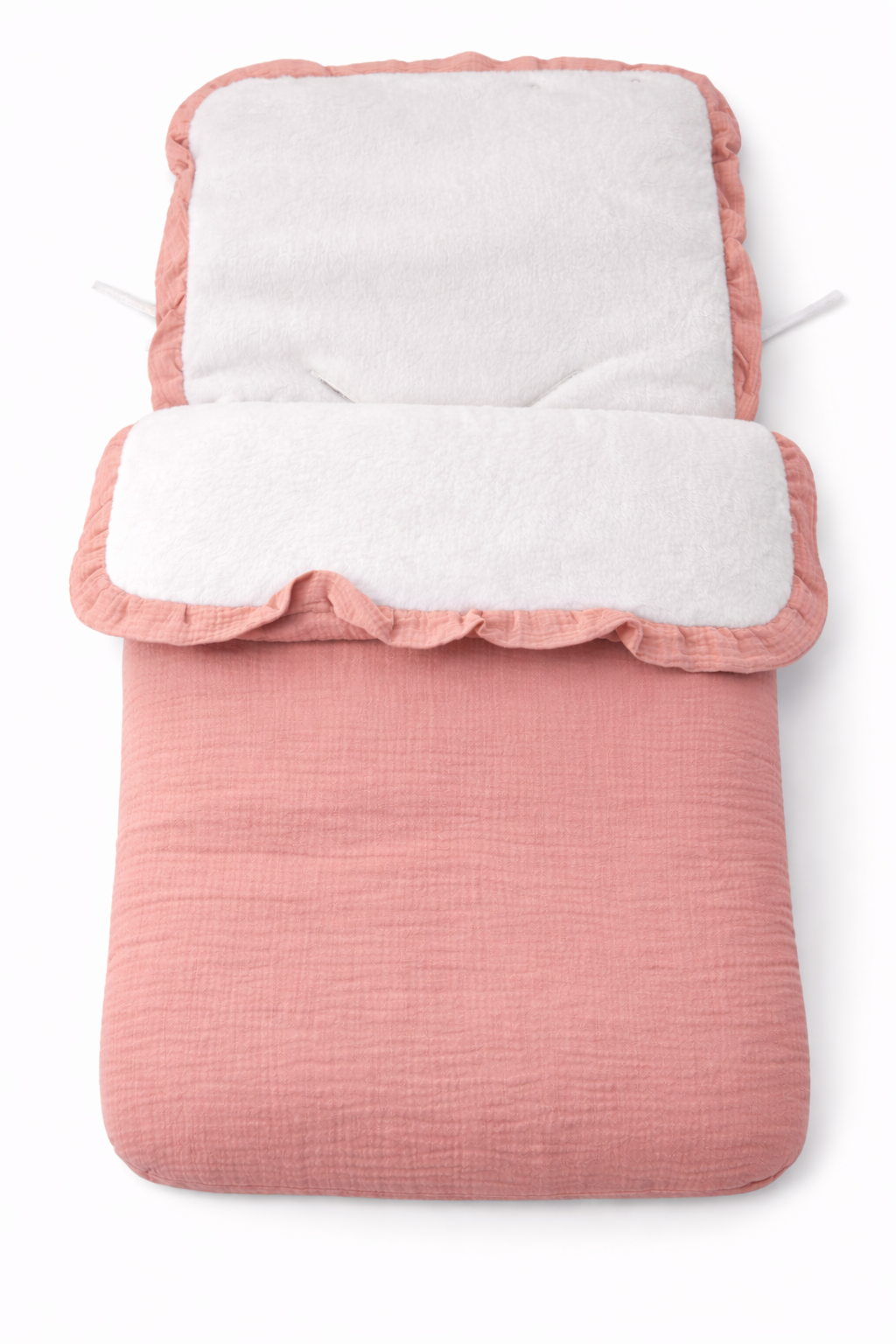 nid d’ange bébé couleur  rose  en gaze de coton avec intérieur doux et chaud 